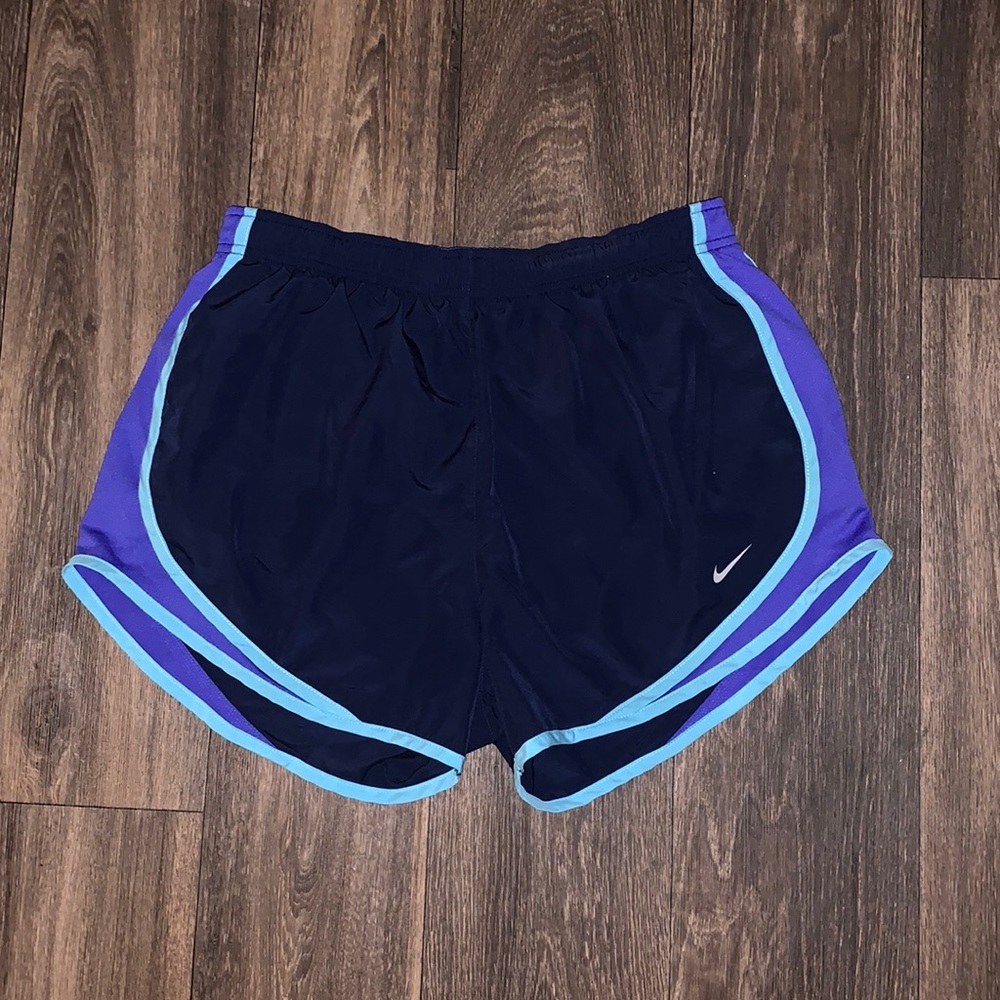 💙 Nike Dri-Fit Large Running Shorts Black& Blue & Light/Neon Blue Trim 💙